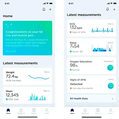 app para básculas inteligentes Withings