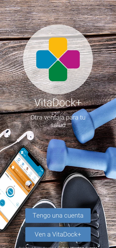Pantalla de bienvenida de la aplicacion VitaDock+ de Medisana
