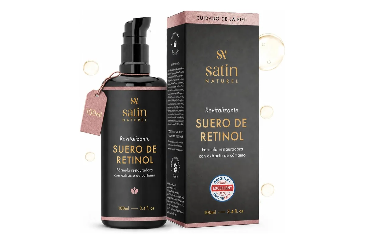Frasco opaco de 100 ml del suero de retinol de Satin Naturel con su caja