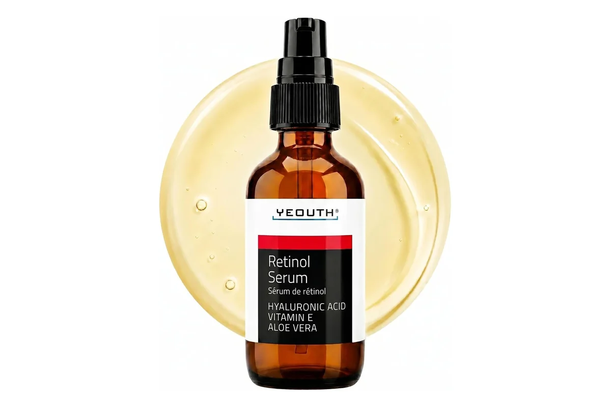 Frasco con dosificador del serum de retinol de Yeouth