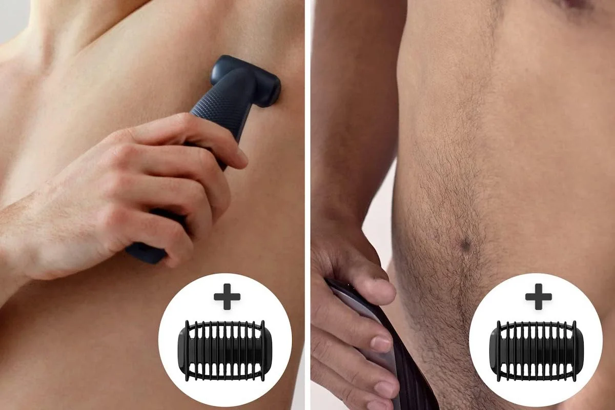 Philips BodyGroom serie 5000 con el mango extensible montado