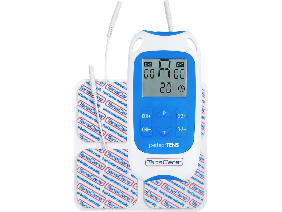 TensCare Perfect TENS con sus electrodos adhesivos