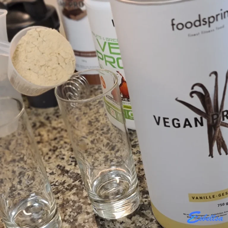 Nuestra unidad de Proteína vegana FoodSpring durante las pruebas