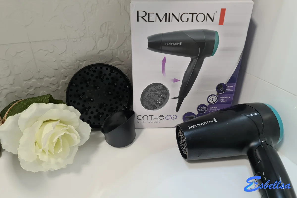 Remington On The Go con su caja, el difusor y el concentrador