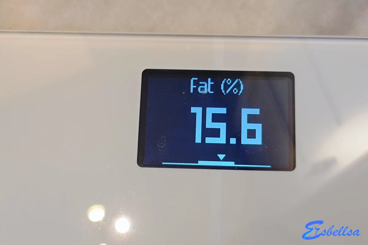 la withings body cardio mostrando el porcentaje de grasa durante nuestras pruebas