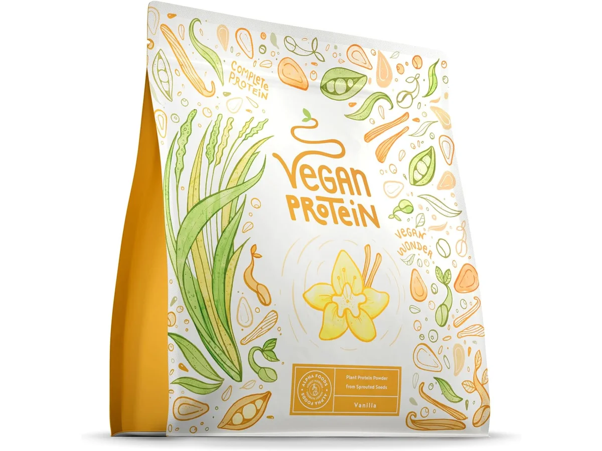 Bolsa de Alpha Foods Vegan Protein sabor vainilla