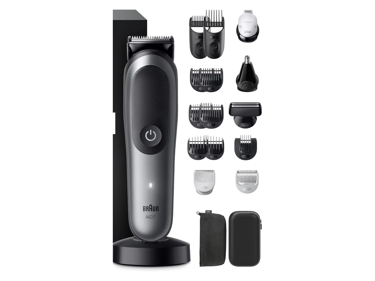 Recortadora todo en uno Braun AIO7585 Series 7 con sus cabezales y base