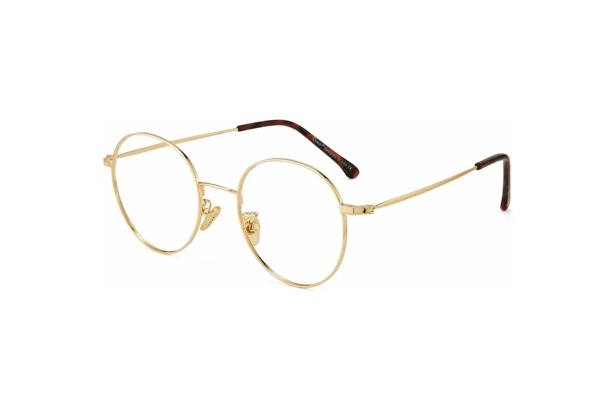 Gafas Cyxus 8090 con montura metalica redonda dorada y lente clara