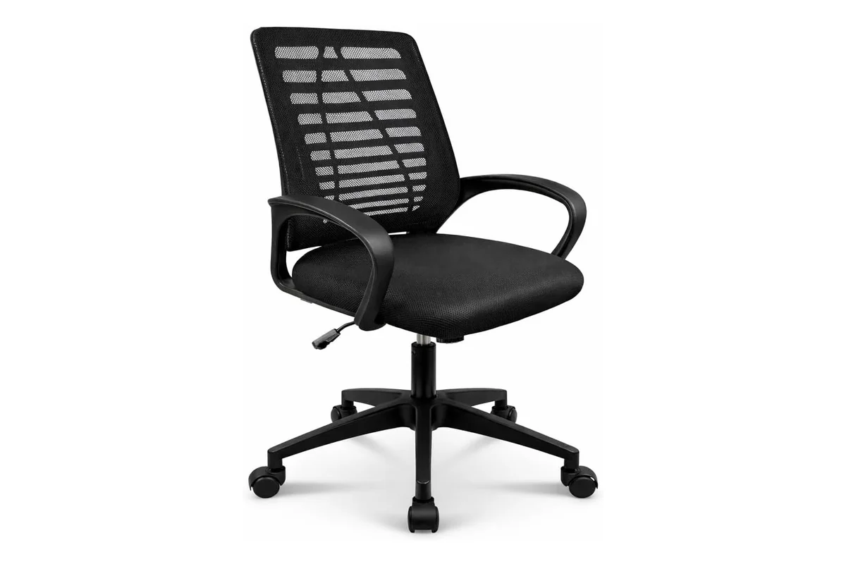 Silla de oficina ergonomica T-LoVendo con respaldo de malla y apoyabrazos fijos