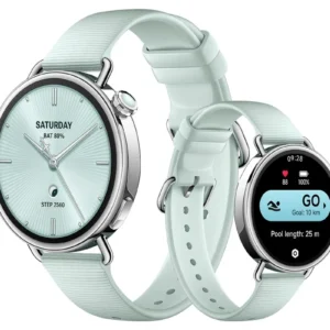 Xiaomi Watch S4 de 41 mm con correa verde, vista frontal y trasera